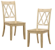 5pc Dining Set Natural Finish Table and 4x Side Chairs Buttermilk Finish Wooden Kitchen Dining Room Furniture