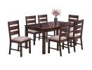 Contemporary Antique Cherry 7pc Dining Set Table And 6x Side Chairs Melamine Table Top Fabric Cushion Seats Chairs Solid wood Dining Room Furniture