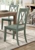 5pc Dining Set Natural Finish Table and 4x Side Chairs Teal Finish Wooden Kitchen Dining Room Furniture