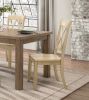 5pc Dining Set Natural Finish Table and 4x Side Chairs Buttermilk Finish Wooden Kitchen Dining Room Furniture