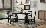 TREXM 5-Piece Retro Dining Set, Rectangular Wooden Dining Table and 4 Upholstered Chairs for Dining Room and Kitchen (Black)