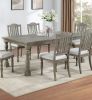 Dining Table 6x Side Chairs 7pcs Dining Set Light Grey Finish Dining Room Furniture Plush Upholstered Fabric Seat Contemporary Style