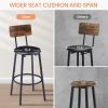 Bar Table Set with 4 Bar stools PU Soft seat with backrest, Rustic Brown, 47.24'' L x 23.62'' W x 35.43'' H