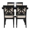 TREXM 5-Piece Retro Dining Set, Rectangular Wooden Dining Table and 4 Upholstered Chairs for Dining Room and Kitchen (Black)