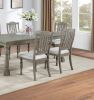 Dining Table 6x Side Chairs 7pcs Dining Set Light Grey Finish Dining Room Furniture Plush Upholstered Fabric Seat Contemporary Style