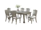 Dining Table 6x Side Chairs 7pcs Dining Set Light Grey Finish Dining Room Furniture Plush Upholstered Fabric Seat Contemporary Style