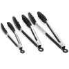 3Pcs Kitchen Tongs Stainless Steel Locking Food Tongs with Silicon Tips BPA Free Non-Stick BBQ Cooking Grilling Locking Food Tongs